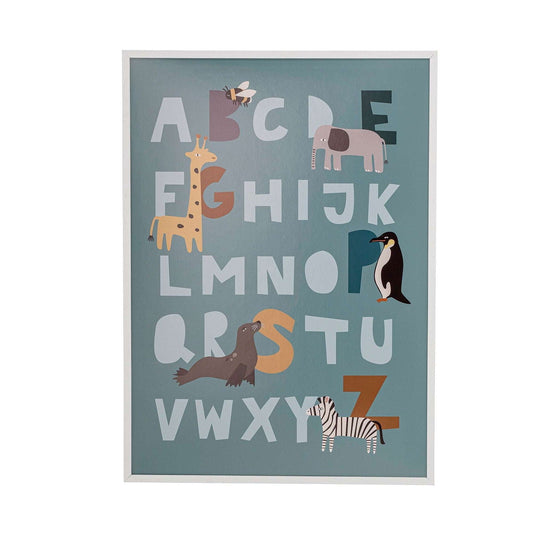 Alphabet Poster with White Pine Frame - Generosa Home & Living - -