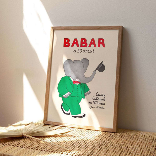 Babar a 50 ans 30x40cm print - Generosa Home & Living - -