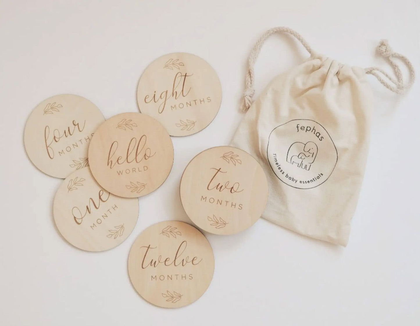 Baby Monthly Milestone Wooden Cards/Discs - Generosa Home & Living - -