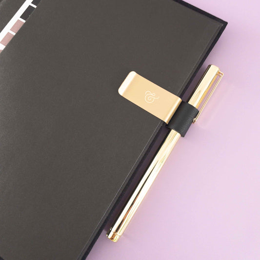 Pen Loop Holder- Black Vegan Leather