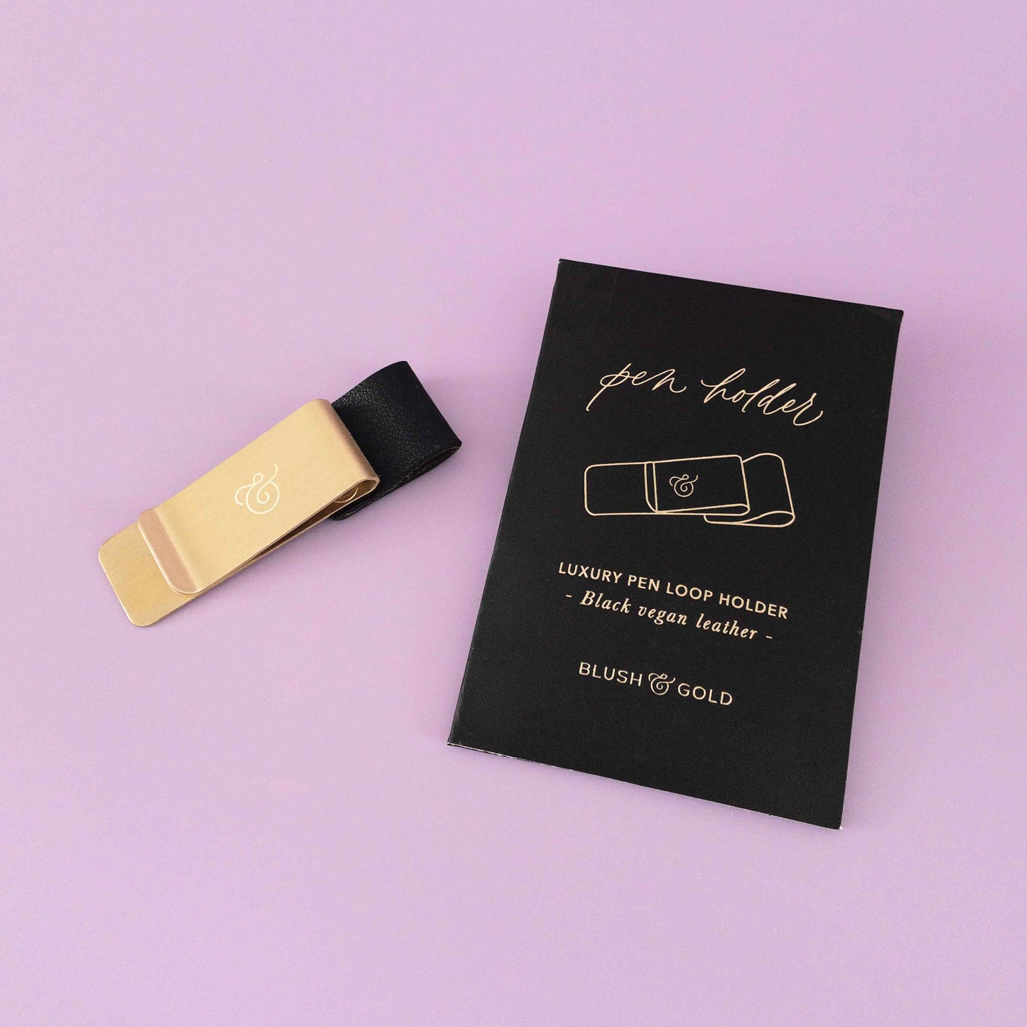Pen Loop Holder- Black Vegan Leather