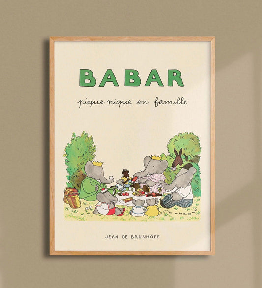 Babar Pique-nique en famille 30x40cm print - Generosa Home & Living -  - 