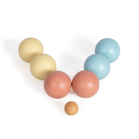 Give yourself moments of joy, competition and relaxation with this wooden petanque game! Game consisting of 6 petanque balls and a wooden jack made of FSC Easy to carry everywhere thanks to its light weight and its carrying pouch Fun to play with friends or family from 2 players of minimum 5 years old Generosa Home